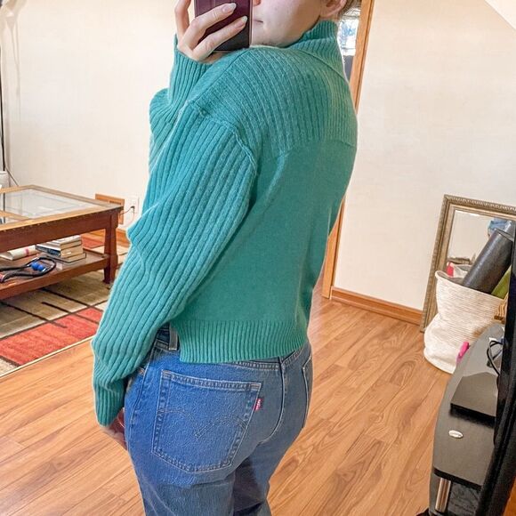 Free People Aubrey Cashmere Turtleneck Sweater Green L - Picture 2 of 9